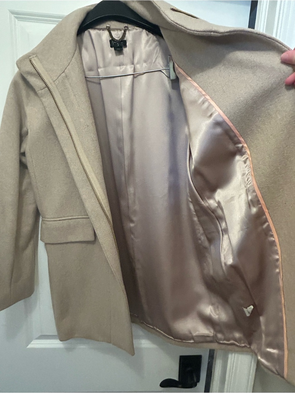 J. Crew Beige Wool-Blend Pea Coat with Zip Front - Picture 4 of 4